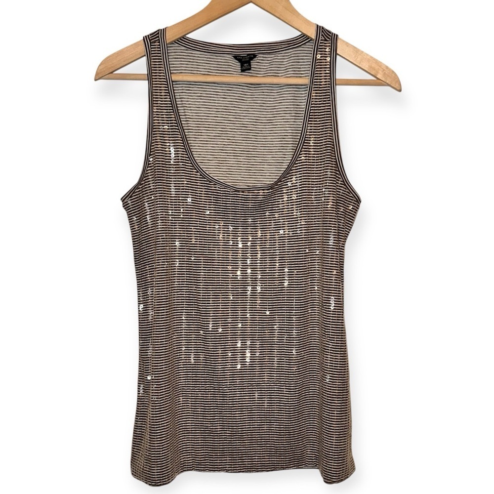 EUC Express Silver And Brown Sequin Tank Top